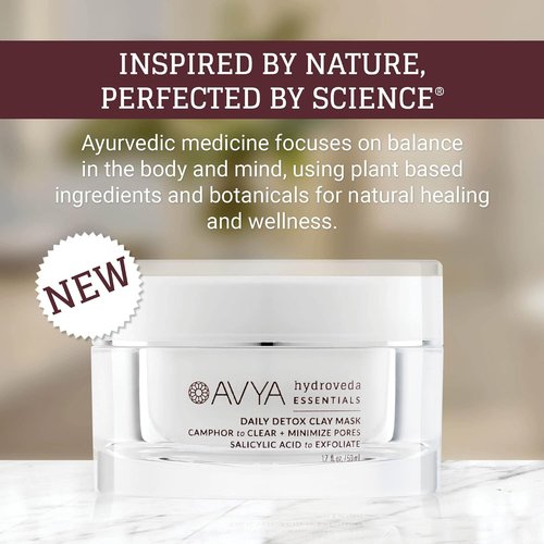 AVYA Hydroveda Essentials Daily Detox Clay Mask - Bentonite Clay for Blemishes & Calming Camphor | 1.7oz