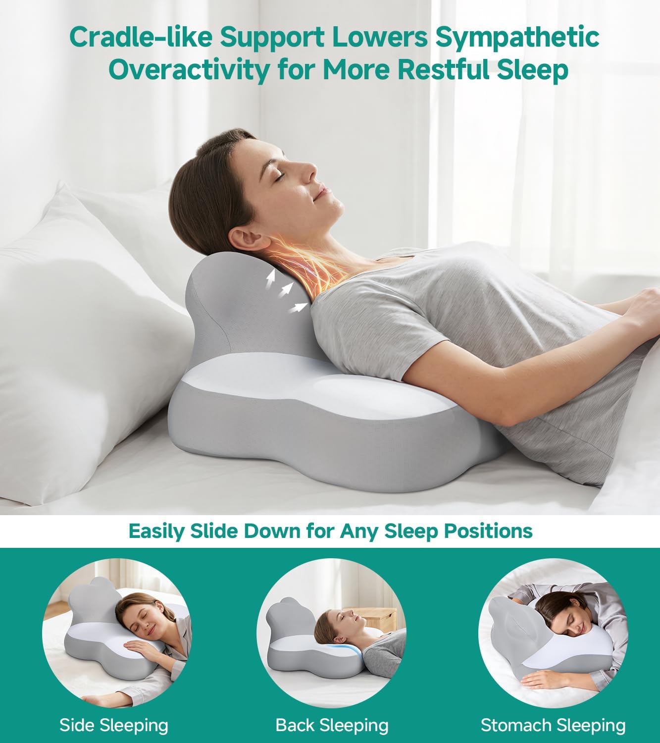 Skiennix Bed Wedge Pillow - 10 Inch Memory Foam for Sleep Apnea, Acid Reflux & Back Pain Relief