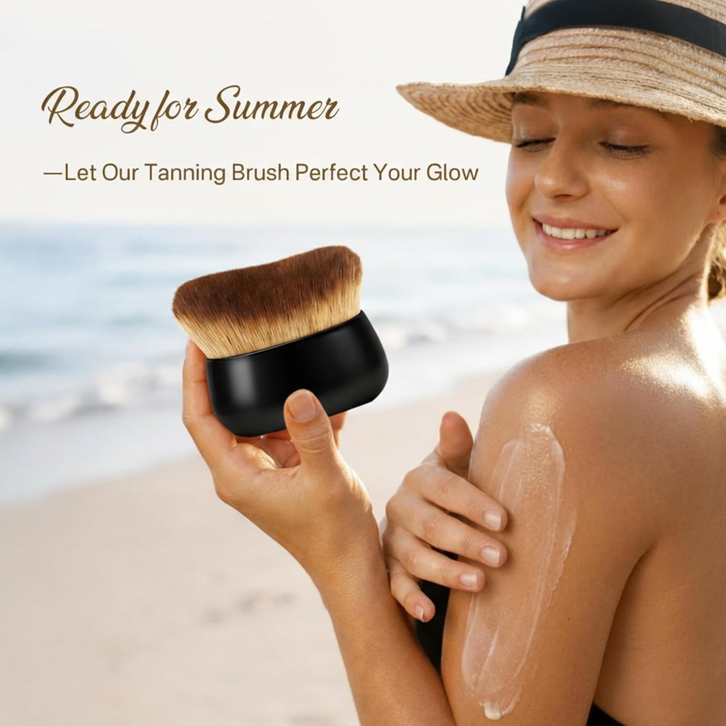 Skiennix Kabuki Self Tanner Brush - Large Vegan Body Makeup Brush for Even Coverage, Black