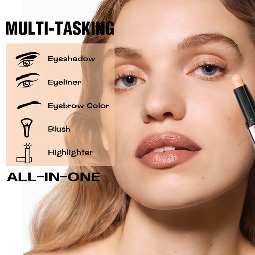 FOCALLURE No Crease Eyeshadow Stick, Creamy Eye Shadow Stick, Matte & Shimmer Eyeshadow Pencil, Smudge-proof, Built-in Smudger