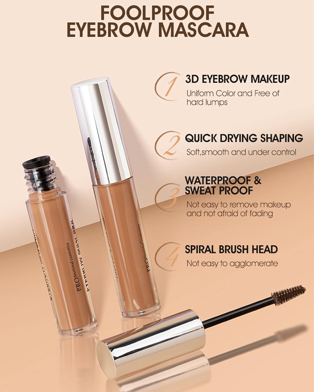 Skiennix Waterproof Tinted Brow Gel - Long-Lasting Smudgeproof Eyebrow Makeup | Blonde with Brow Razor Brush