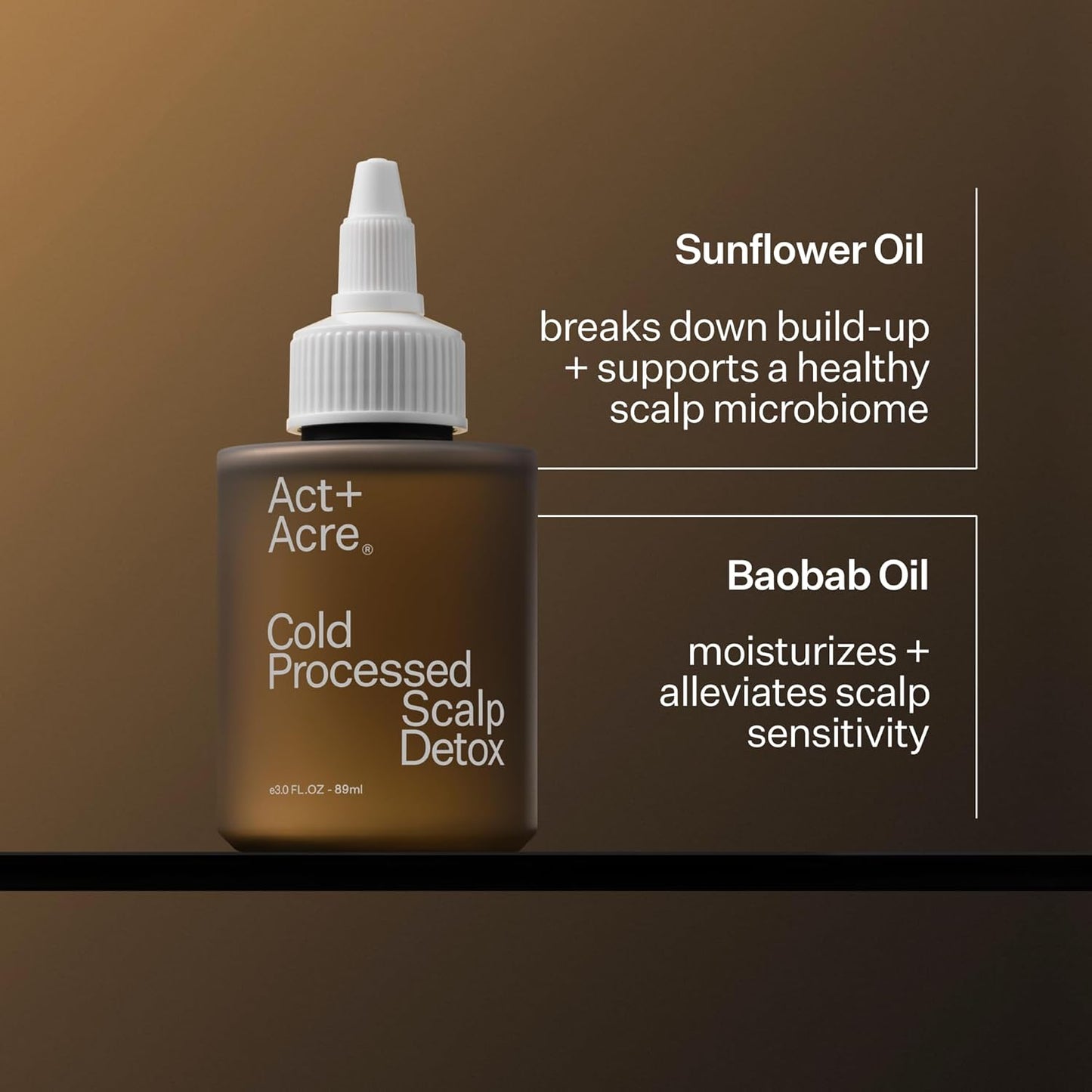 ACT+ ACRE Cold Processed Scalp Detox Oil - Sulfate-Free Treatment for Flaky, Dry Scalp - Promotes Thicker Hair