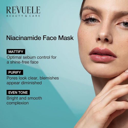 Revuele Niacinamide Face Mask - Pore Minimizing Clay Formula with Zinc & Vitamin B3 - 1.69 fl. oz Vegan Skincare