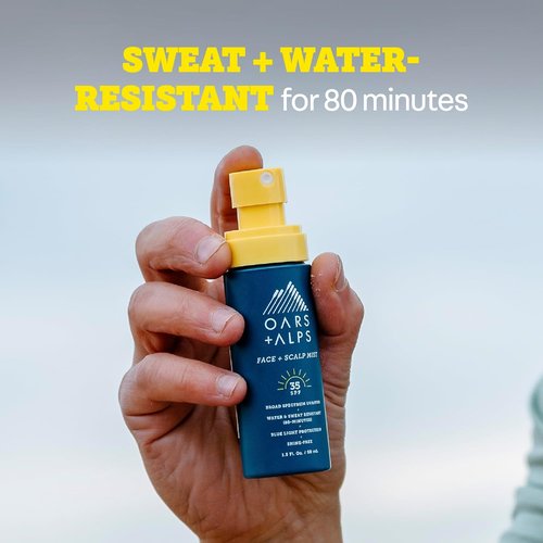 Oars + Alps Sunscreen Spray Mist - SPF 35 Face & Scalp Protection, Water & Sweat Resistant, 1.5oz