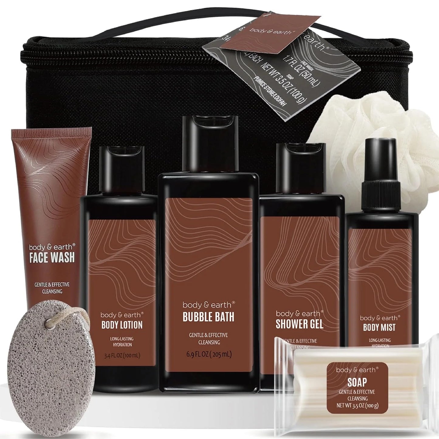 Skiennix Men's Body Wash Gift Set - 8-Piece Sandalwood Scented Collection | Perfect for Christmas & Father's Day