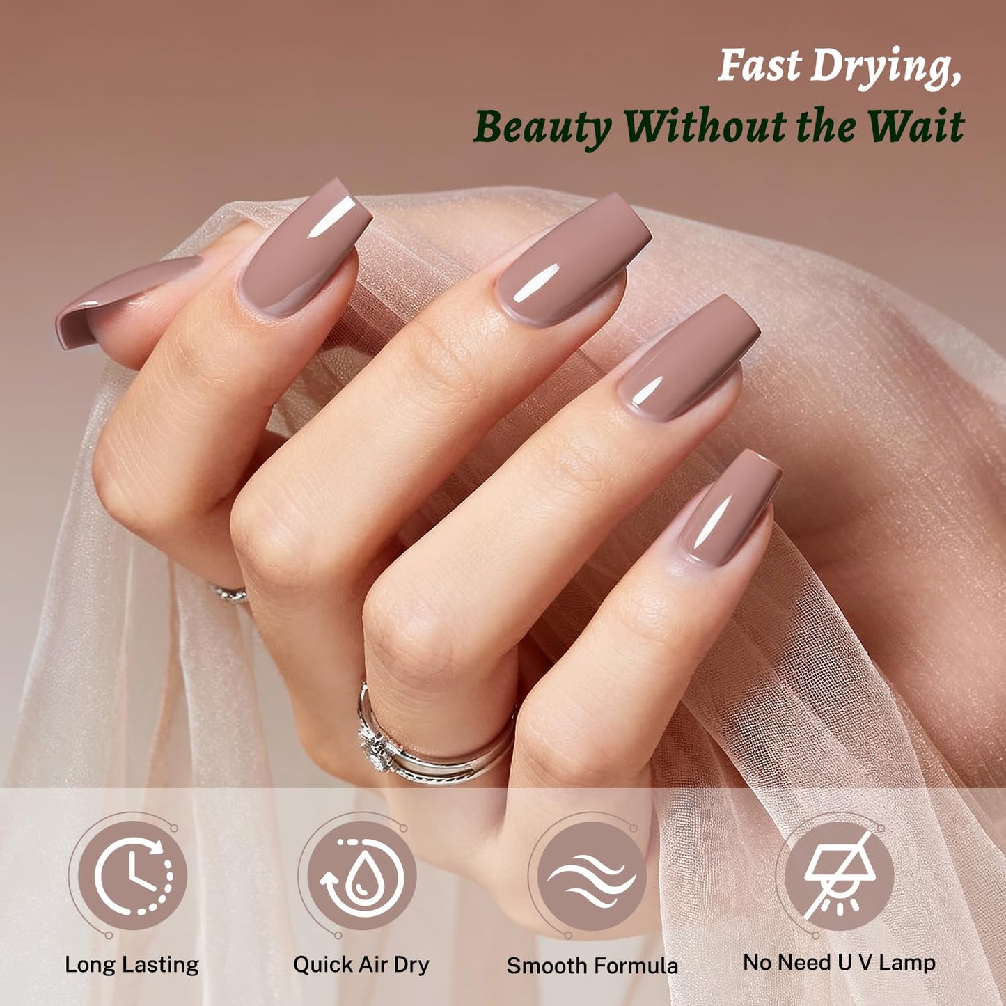 Skiennix Light Brown Nail Polish - Quick Dry Formula for Long-Lasting Shine | 18ml Volume