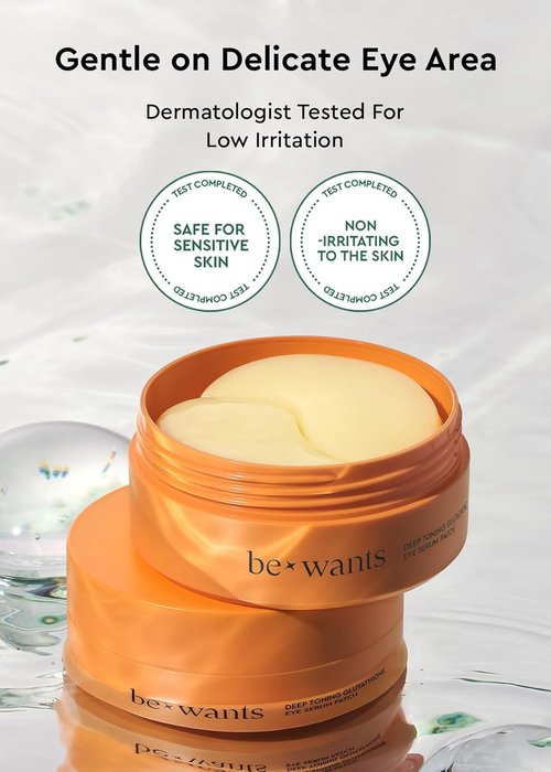 Bewants Deep Toning Glutathione Eye Serum Patches - Korean Retinol & Caffeine Formula | 60 Undereye Masks