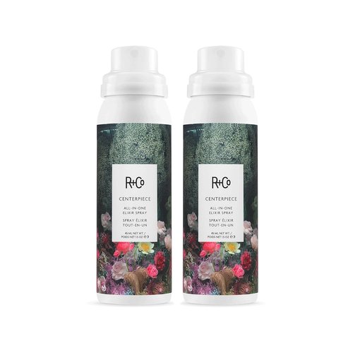 R+Co CENTERPIECE 10-In-One Elixir Spray Mini 2 Pack - Multi-Tasking Hair Treatment for Shine, Hydration & Frizz Control