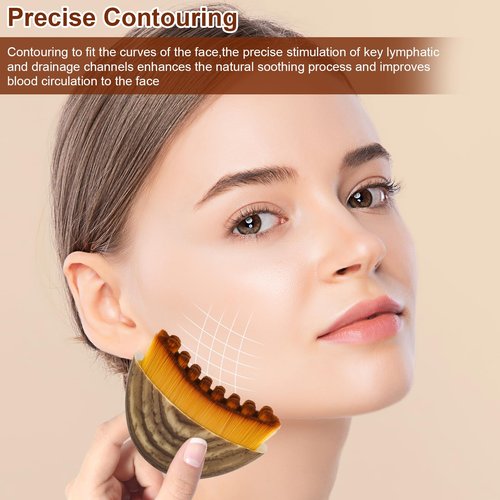 2PCS Lymphatic Contour Face Brush, Contour Face Brush Lymphatic Drainage Massager for Face, Ergonomically Designed to Fit The Skin Precisely and Relieve Fatigue
