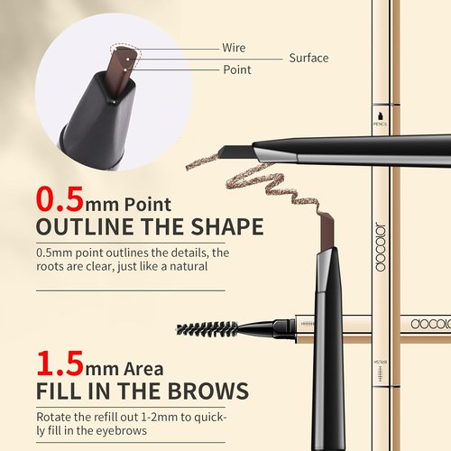 Docolor Micro Brow Pencil - Dual-Sided Definer for Women | Ultra-Fine Microblading, Soft Brown & Black (2 Count)
