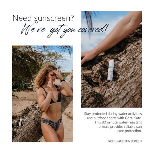Coral Safe Reef Safe Sunscreen SPF 50 - Biodegradable Mineral Face Stick, Travel Size, 80 Min Water Resistant