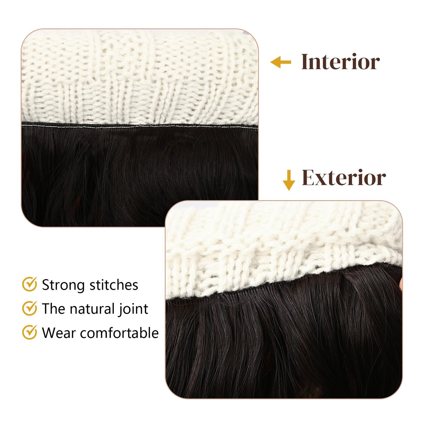Flufymooz FLmaozi Beanie Wig, Hat Hair Extension Long Wavy White Hat Wig with Faux Fur Pom Hat, wig hat Attached 20 Inch Synthetic Hairpiece for Women Girls Winter (Light Blonde with White Blonde)