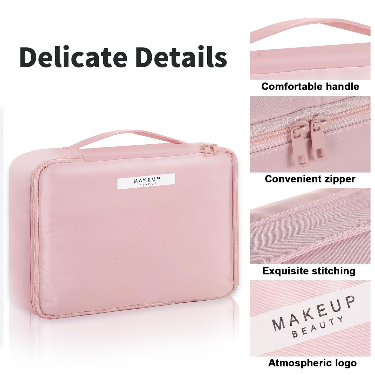 Travel Makeup Bag Cosmetic Bag Makeup Bag Toiletry bag for women and men (Pink-3pcs)