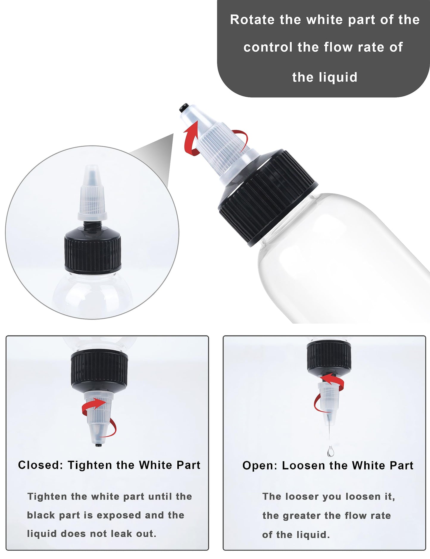 EOSAU 12 Pcs 8oz Plastic Squeeze Bottles with Twist Top Cap, 250ml Clear Dispensing Bottles, Empty Squirt Bottle for Liquids, Sauces, Arts, Crafts, Travel