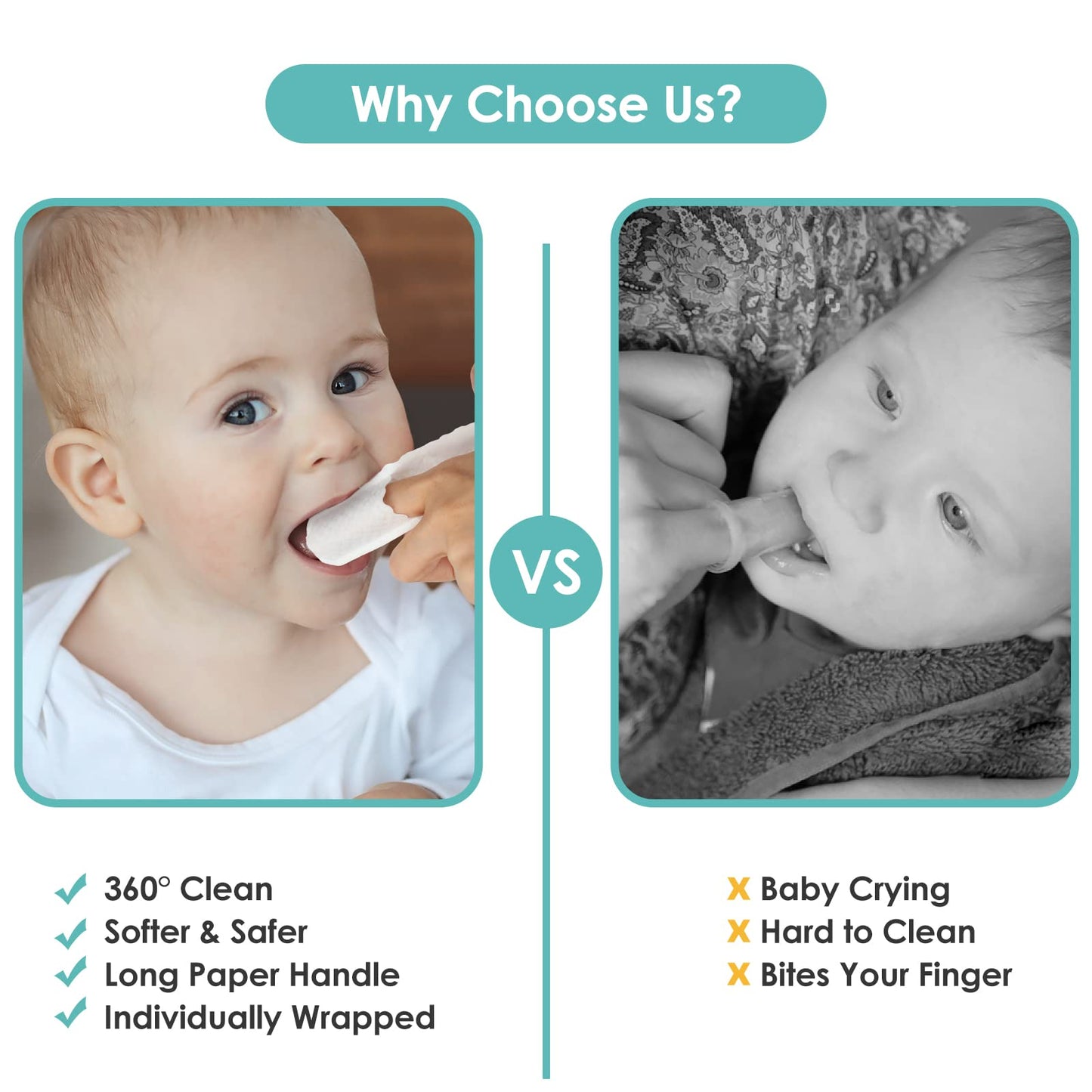 dearlomum Toddler Baby Dry Wipes, Baby Newborn Tongue Cleaner, 60PCS Disposable Infant Wipes Clean Baby Mouth,Gauze Gum Cleaner Toothbrush Baby Oral Cleaning Stick Dental Care for 0-36 Month Baby