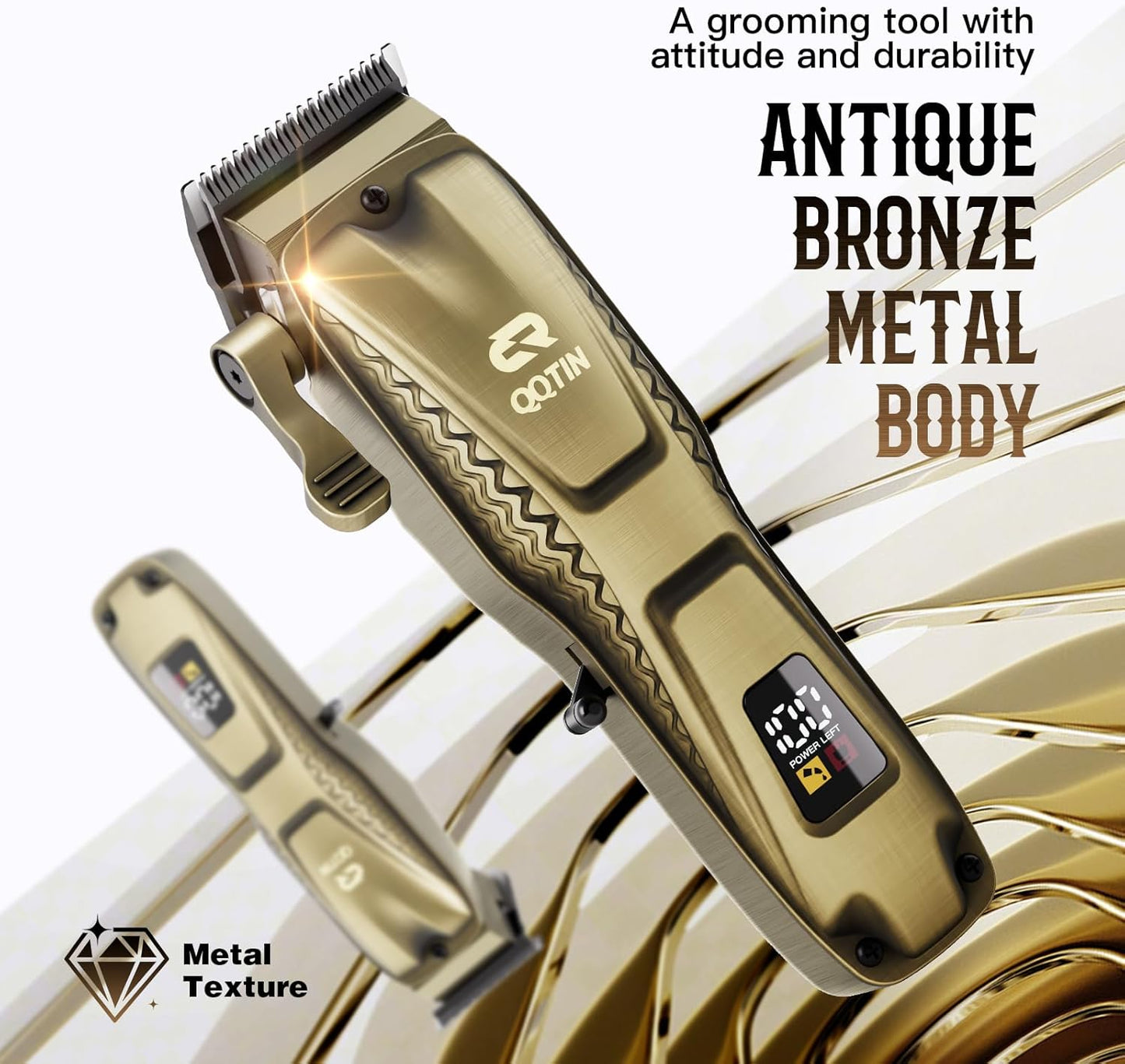 Skiennix Hair Clippers - Professional Cordless Trimmer Set for Easy Self-Haircuts | 8500RPM Rechargeable (Bronze)