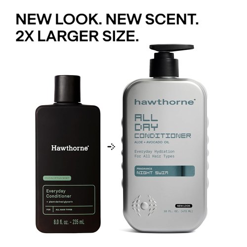Hawthorne Men's Conditioner - Sulfate & Paraben Free with Argan & Coconut Oil | Night Swim Scent, 16 fl. oz. 2-Pack