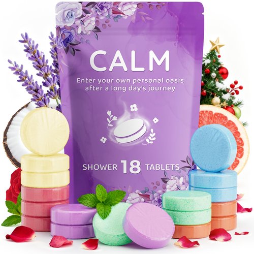 DeckTheHalls 18 Pack Shower Steamers - Mother's Day Presents - Shower Bombs with Lavender Mint Rose Coco Sea Grapefruit Natural Fragrance, Self Care & Relaxation Presents for Women and Men