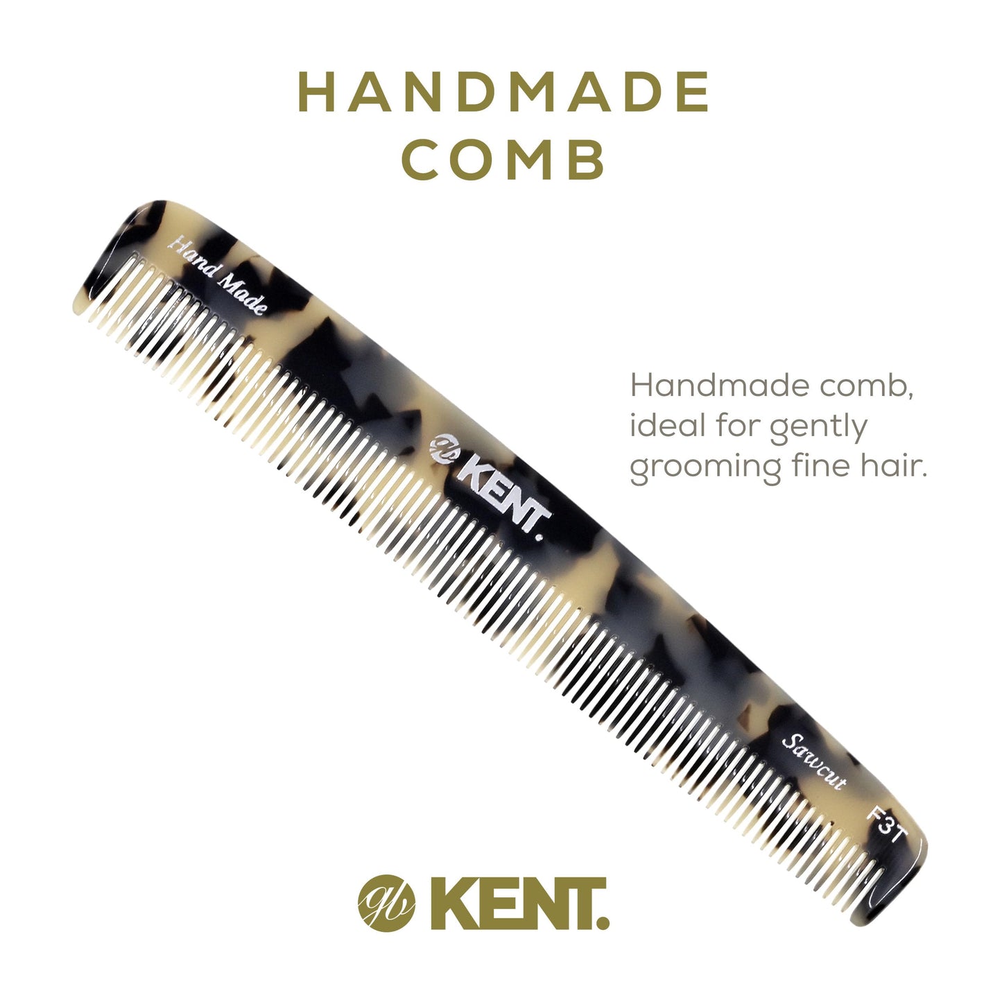 Kent F3TW Fine Tooth Comb for Hair Care, Parting Comb Combs for Men and Combs for Women, Dandruff Hair Comb, Kent Mens Combs for Hair Fine Teeth Comb Hair Comb