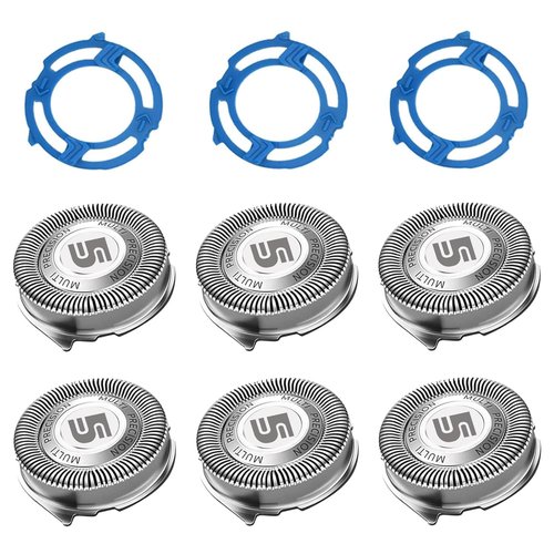 Philips Norelco SH50 Replacement Heads - 6-Piece Pack with Blade Retaining Rings for 5000 Series