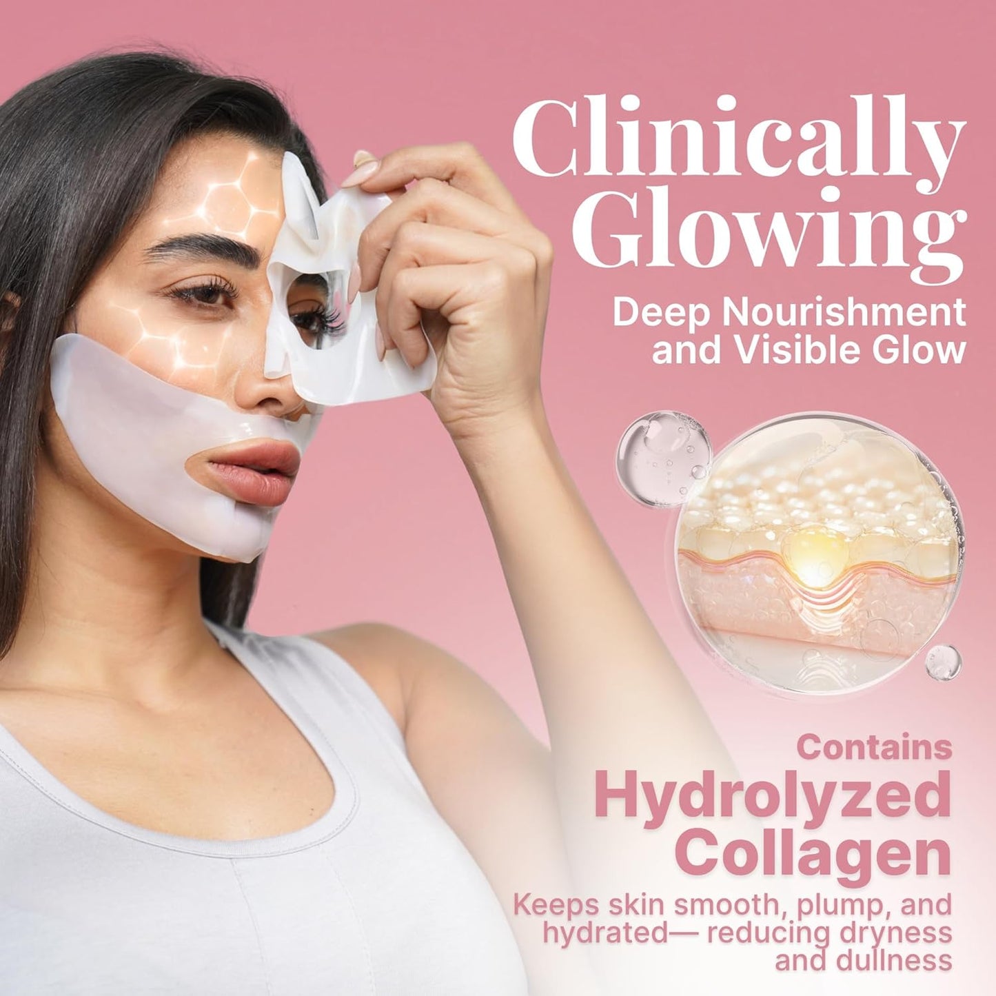 Bio Collagen Face Mask - Overnight Hydrating Hydrogel Masks | 6 Pack for All Skin Types, Anti-Aging & Moisturizing