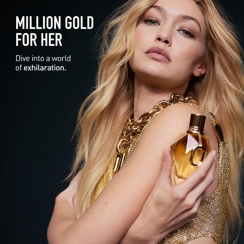 Rabanne Million Gold Eau de Parfum for Her - Long-Lasting Refillable Designer Perfume with Sparkling Rose & White Flowers