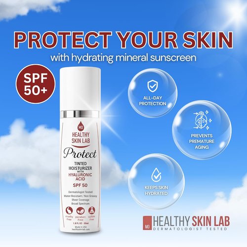Healthy Skin Lab Tinted Moisturizer SPF 50 - Lightweight Hydrating Mineral Sunscreen for Face, 1.8 oz