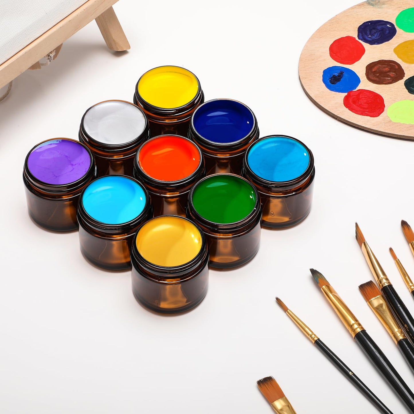 Domensi 48 Pcs 2 oz Glass Jars with Lids Travel Size Leakproof Round Airtight Empty Cosmetic Jars with Inner Liners Lid for Storing Lotions Powders Ointments Sample Cream Candle (Amber)