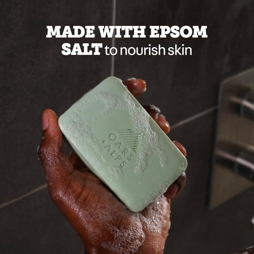 Oars + Alps Exfoliating Bar Soap for Men - Deep Cleaning with Epsom Salt, All Skin Types, 1 Pack