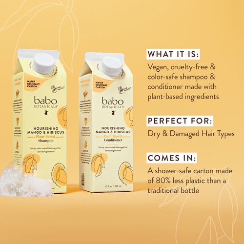 Babo Botanicals Nourishing Conditioner - Moisturizing Mango & Hibiscus Formula for Dry, Color-Treated Hair - Eco-Friendly & Vegan