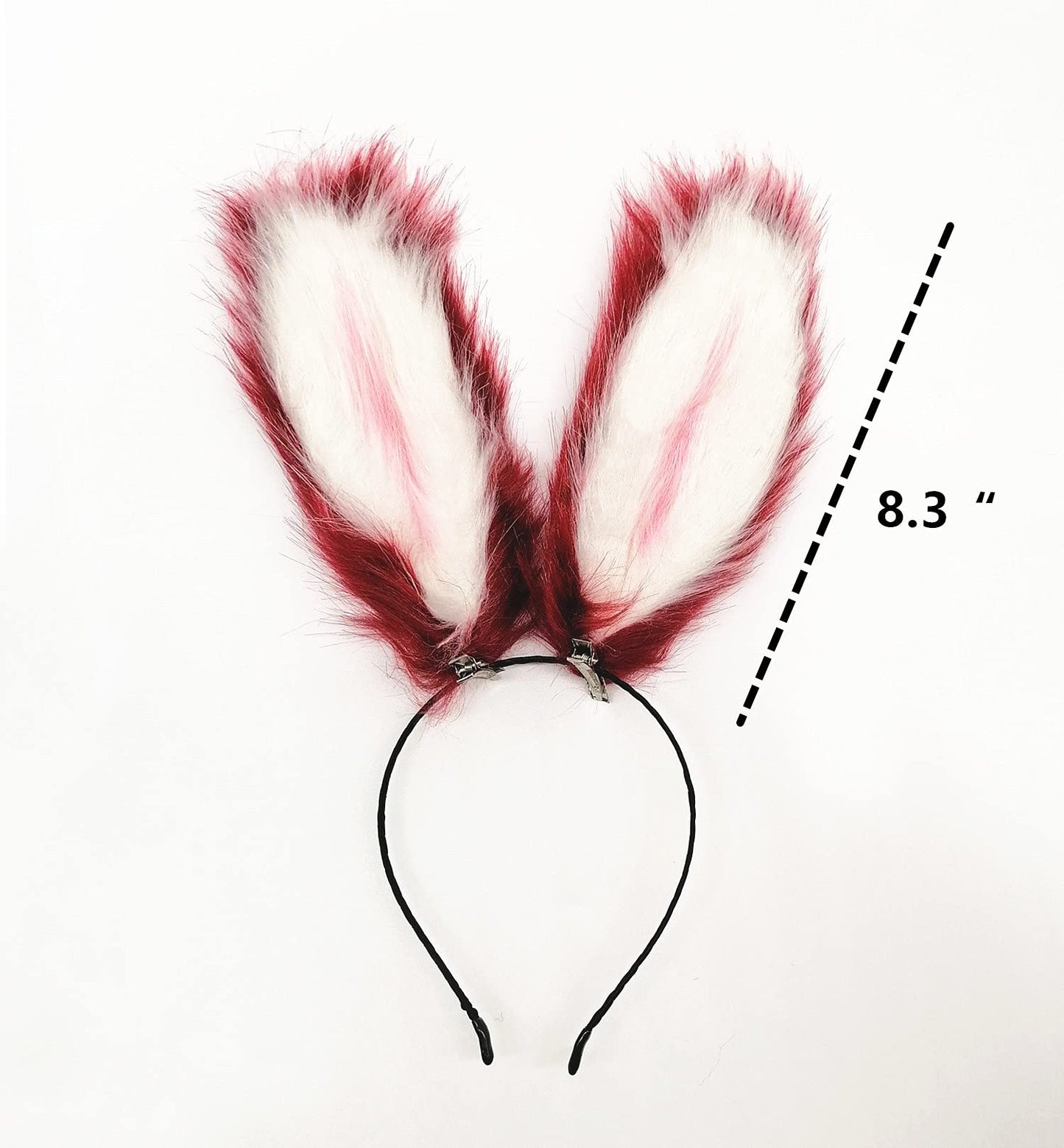 Fxaelian Cosplay Rabbit Bunny Long Ears Headband Hairband Hair Clips Headpeice Halloween Easter Costume Party Headpiece Headwear Hair Accessories White Red