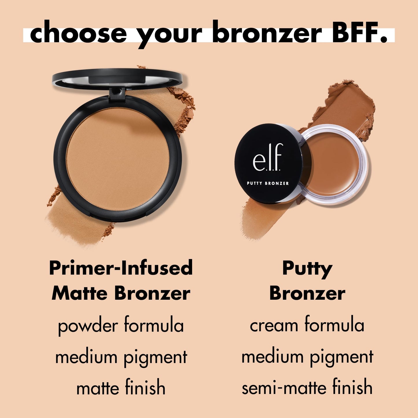 e.l.f. Primer-Infused Bronzer, Long-Lasting, Lightweight & Buildable Powder Bronzer, Delivers A Matte Finish, Vegan & Cruelty-Free, Desert Sun