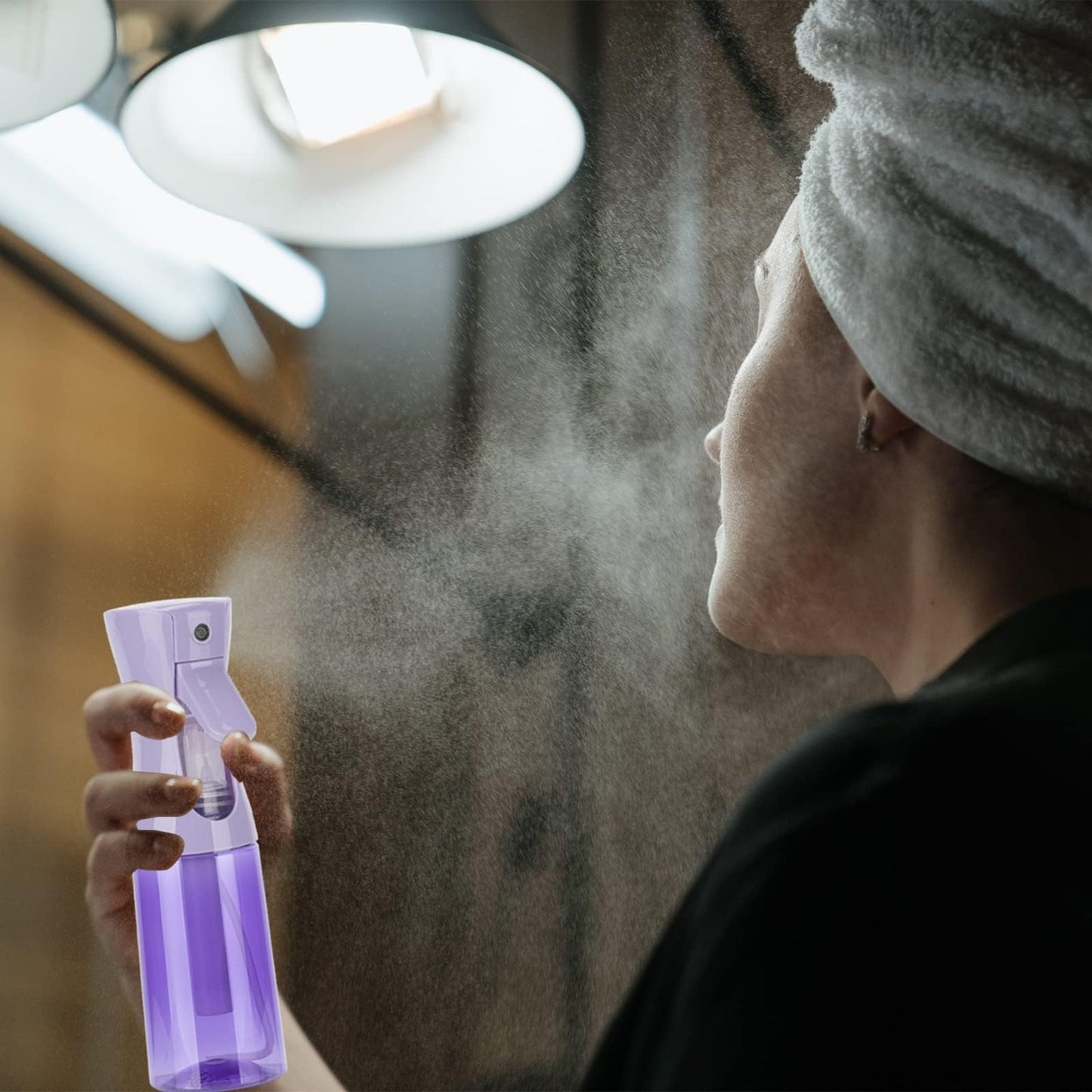 Zuhose Continuous Spray Bottle, 6.8OZ /200ML Hair Mister Spray Bottle, Mist Spray Bottle for Hair, Fine Mist Water Spray Bottle for Salons,Barber, Plants, Skin Care, Cleaning(Clear Purple,1 Pack)