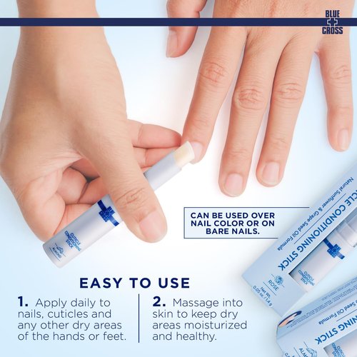 Blue Cross Cuticle Balm - Nourishing Conditioning Stick with Sunflower & Grape Seed Oil | 0.05oz Almond Scented