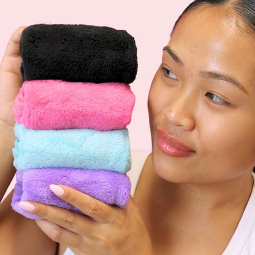 ERASE YOUR FACE Makeup Remover Cloths - Reusable Microfiber Towels for Effortless Makeup Removal - Dual-Sided, Water Activated, 8 Count