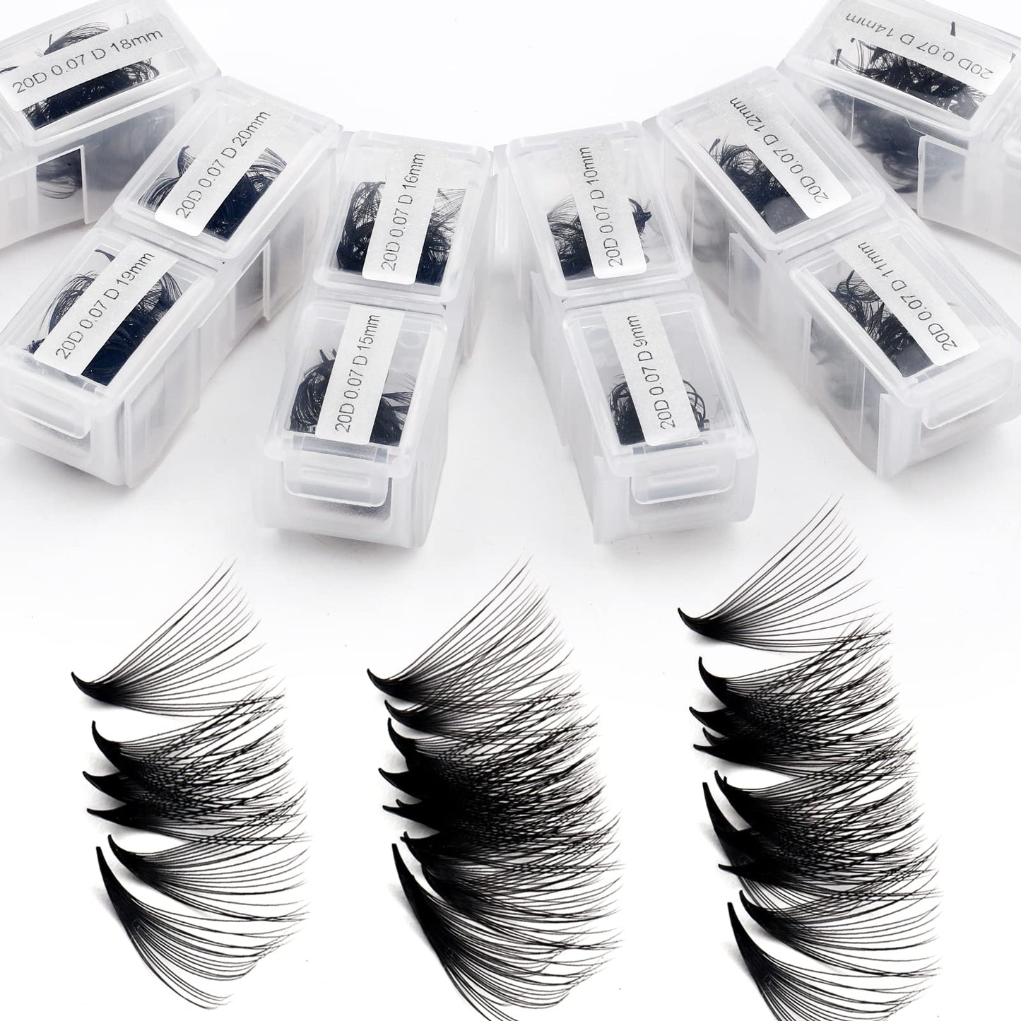 1200 Fans Lash Extension Premade Fans Eyelash Extensions 9-20mm Mixed 20D Eyelash Extension C Curl Pointed Base Volume Lash Extensions Handmade Lash Extensions(1200PCS-20D-0.07-C, 9-20mm mixed tray)