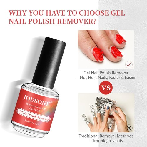 JODSONE 15ML Gel Nail Polish Remover, Soak Off Gel Remover No Soaking No Wrapping, Quick Easy Nail Gel Cleaner for Manicure Nail Art