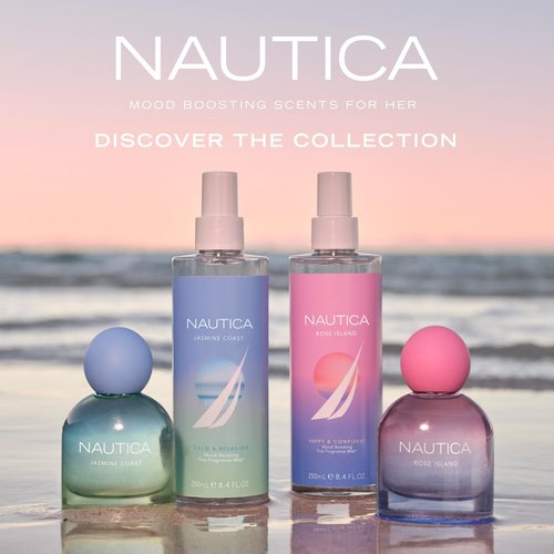 Nautica for Her Jasmine Coast Eau De Parfum 1.6 Fl Oz (Pack of 1), Notes of Pear, Jasmine, and Musk, Women's Fragrance, Long Lasting, Mood-Boosting Fragrance, Vegan Formula, Travel Size