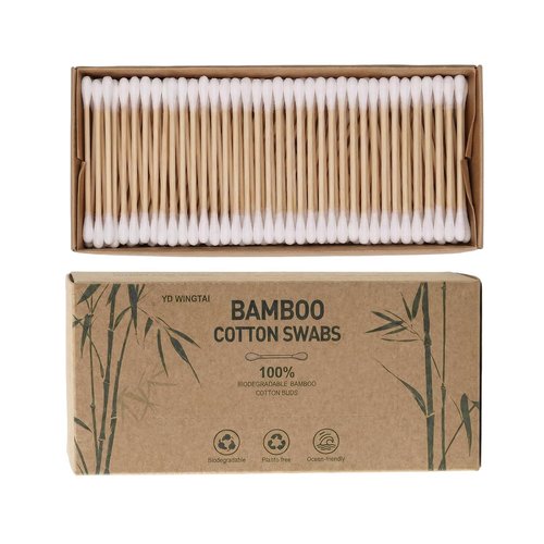 Clean Skin Club Bamboo Cotton Swabs - 100% Biodegradable Organic Buds | 500 Count for Safe Ear & Makeup Use