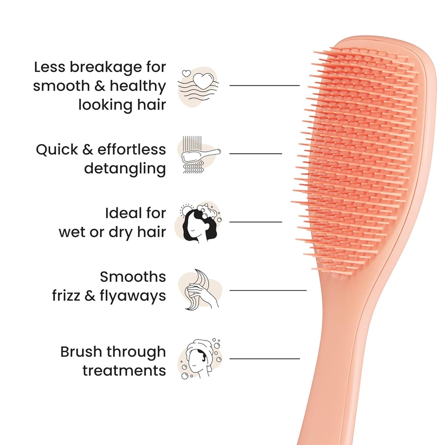 Tangle Teezer Ultimate Detangler Brush - Effortlessly Eliminates Knots & Reduces Breakage | Apricot Color