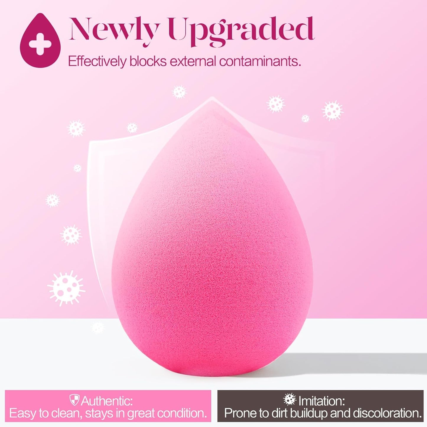 BEAKEY Super Soft Makeup Sponge Set - 6 Pink Blending Sponges for Foundation, Liquid & Cream