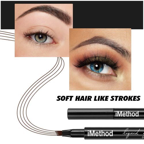 iMethod Eyebrow Pen - Natural-Looking Eyebrows with Micro-Fork Tip Applicator | Light Brown, All-Day Wear