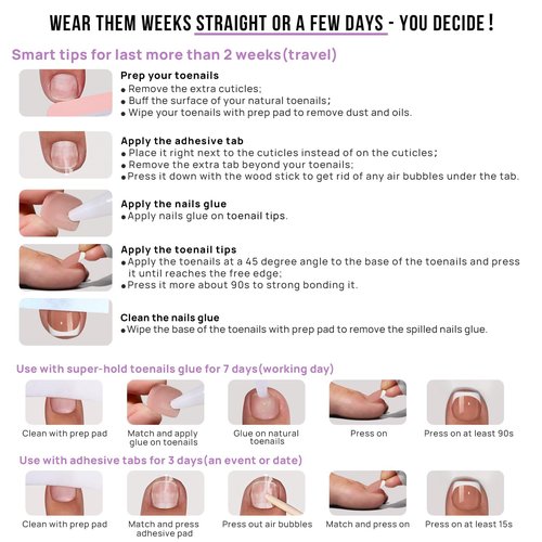 BTArtbox Press on Toenails Short, White French Tips Press on Toe Nails Square, Light Weight & Fit Perfectly Glazed Glue On Toenails with Glue, Fake Toe nails in 16 Sizes- 32 Kit, Hope Hope