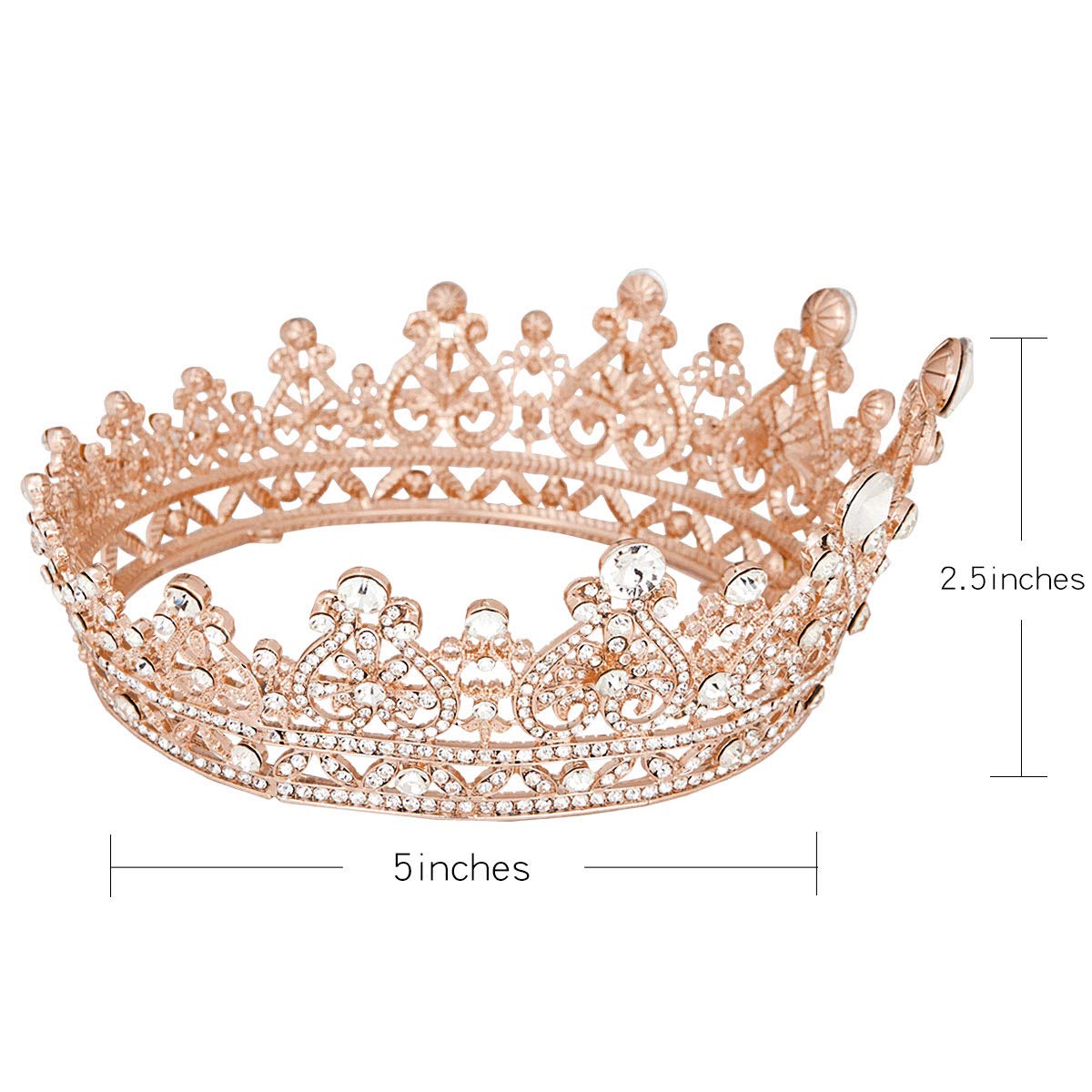 Vofler Rose Gold Crown Tiara for Women Queen-Crystal Rhinestone Hair Jewelry Decor for Lady Girls Bridal Bride Princess Quinceanera Birthday Wedding Pageant Prom Homecoming Halloween Costume Party