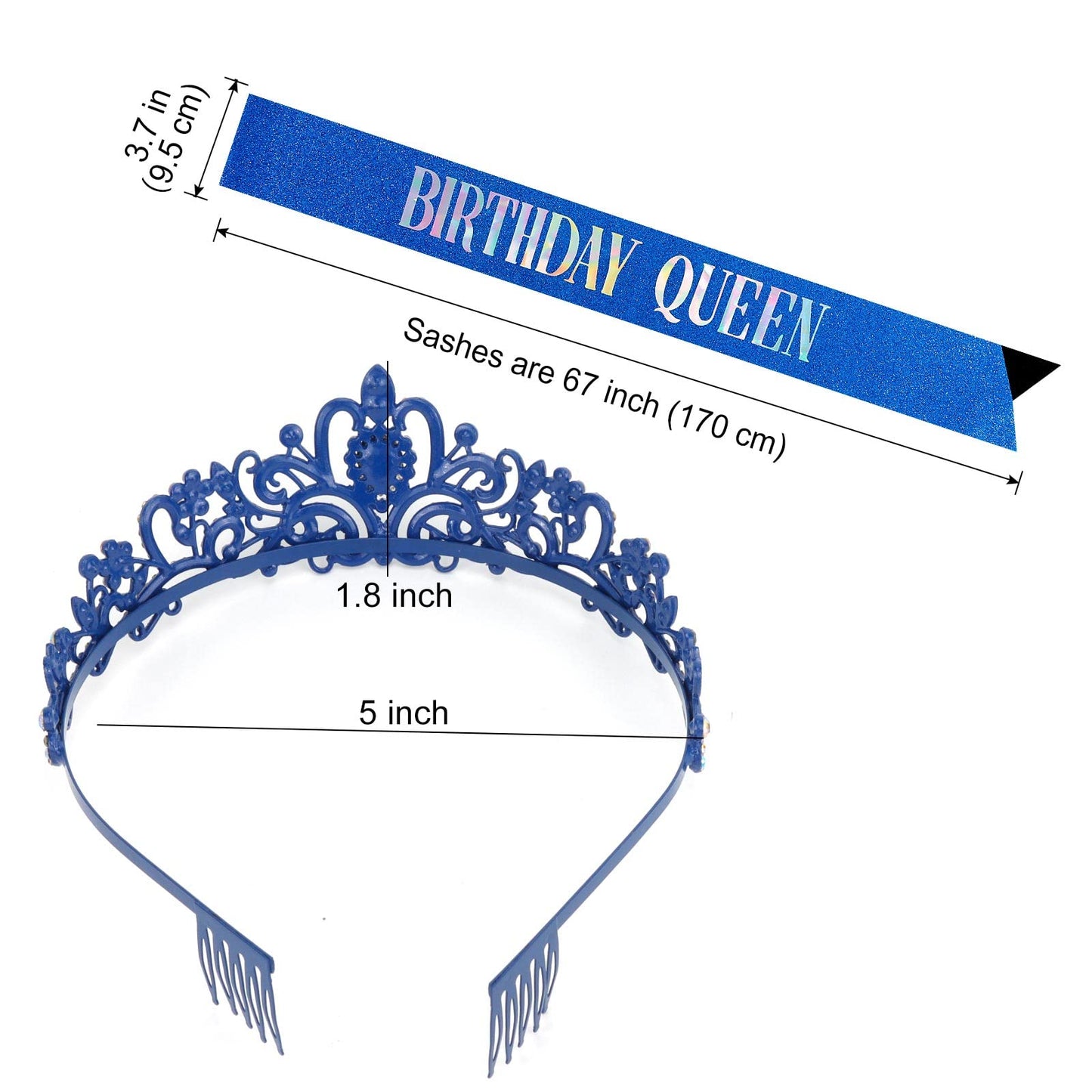 "Birthday Queen" Sash and Crystal Tiara Set Tiara and Crowns for Women COCIDE Birthday Gift for Girl Kit Decorations Set Rhinestone Hair Accessories Glitter Stain Silk Sash for Party