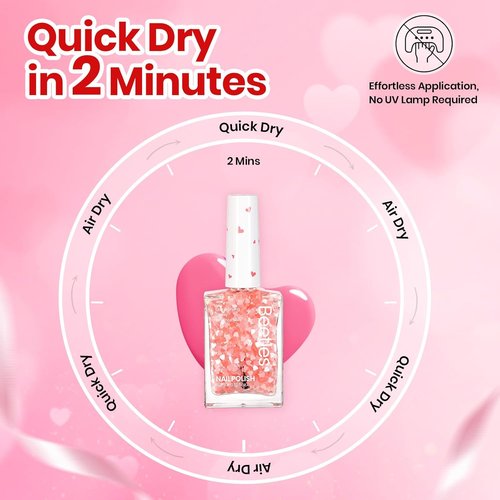 Beetles Easter Nail Polish - Pink Heart Glitter Top Coat | 15ml Long-Lasting Quick Dry Spring Art