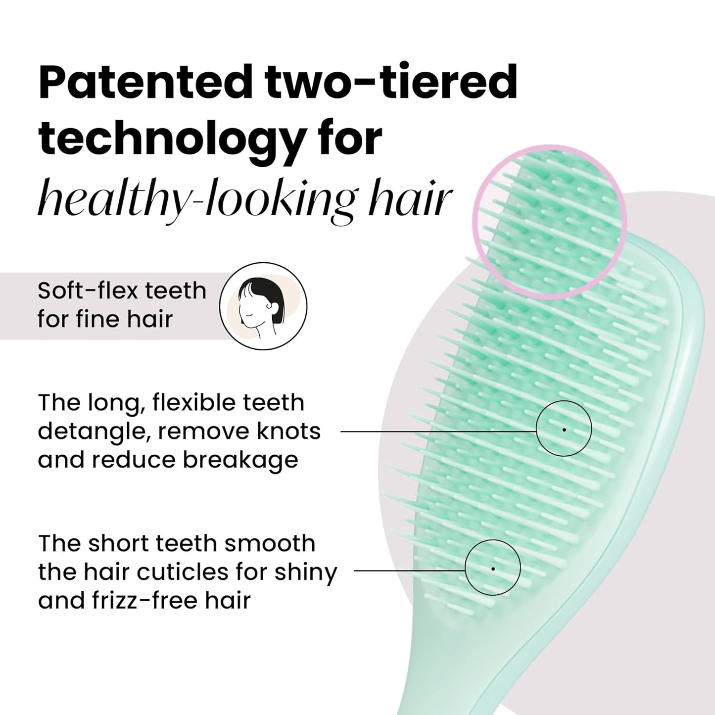 Tangle Teezer Detangler Hairbrush Duo - Reduces Breakage & Eliminates Knots | Large & Travel Size, Blue & Mint