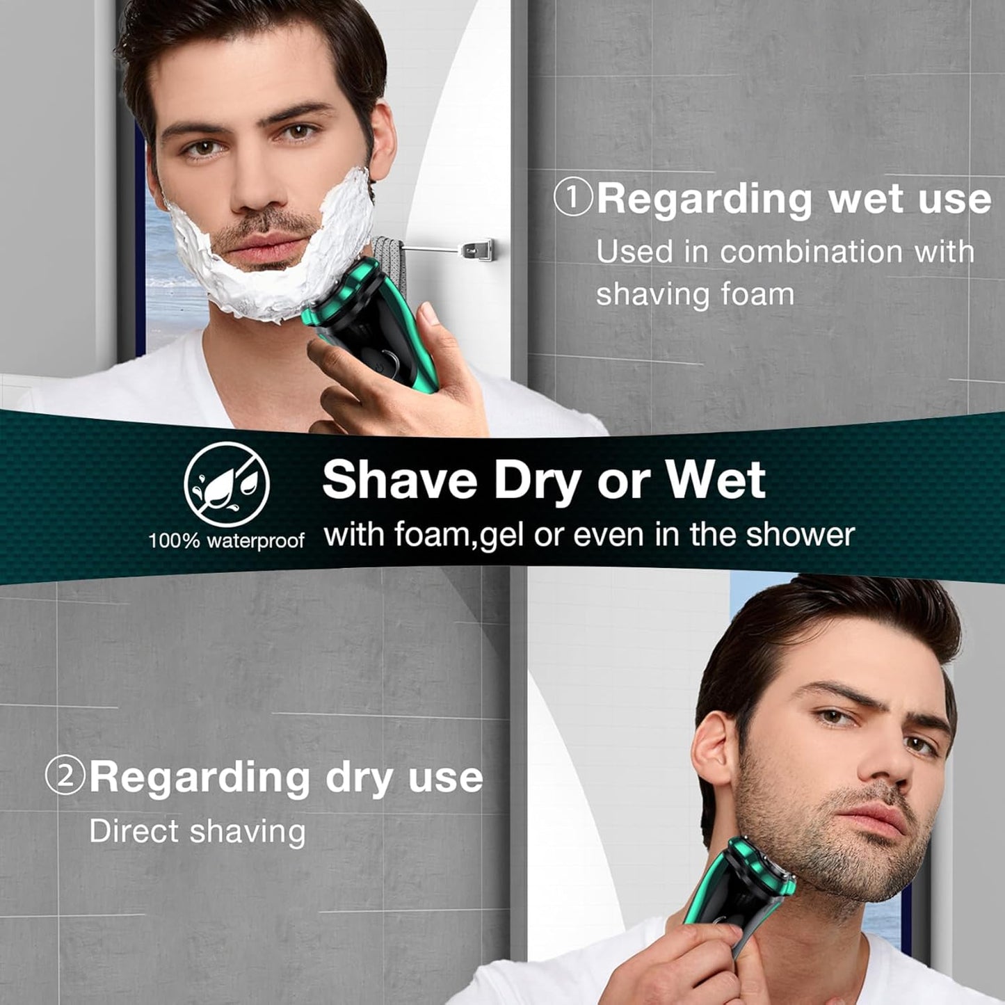 Skiennix Electric Razor for Men - Cordless Rechargeable Rotary Shaver with Pop-Up Trimmer | IPX6 Waterproof, Travel-Friendly Design
