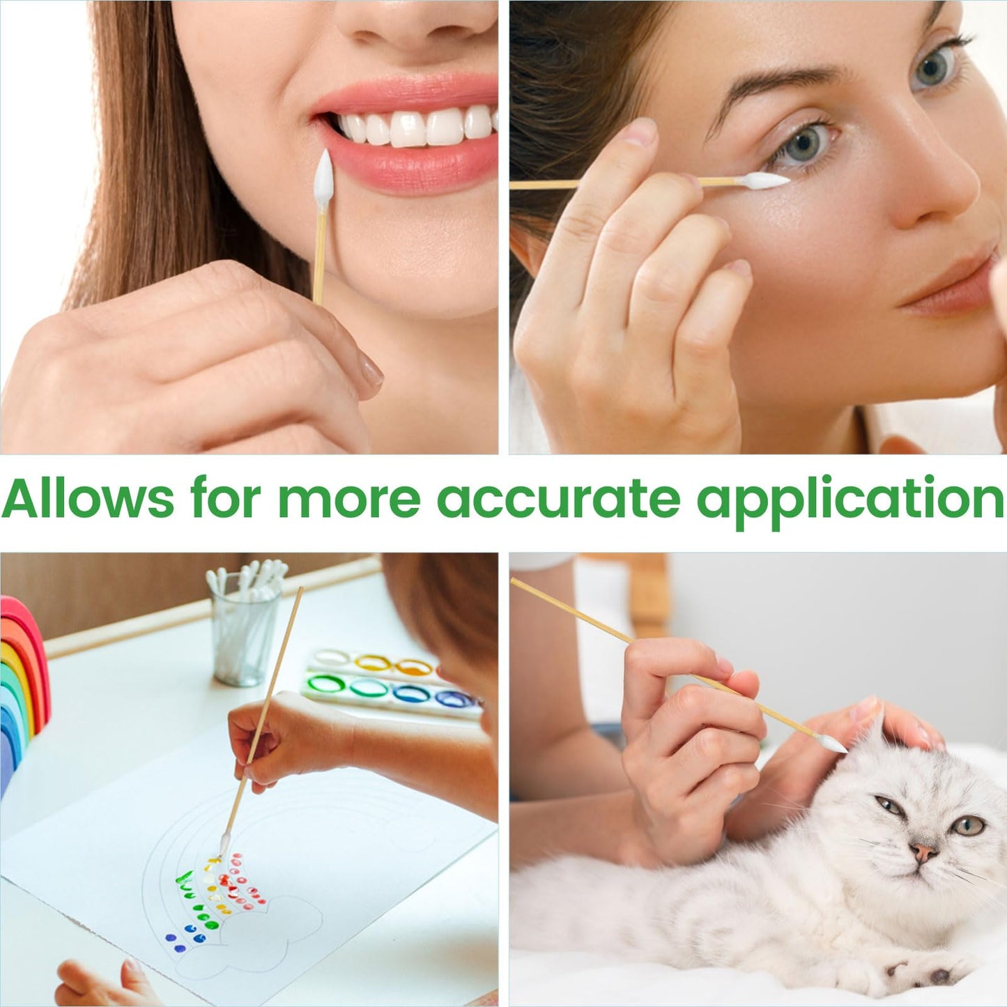 Precision Long Cotton Swab 500 Count, Pointed Cotton swabs 6 Inch- Biodegradable Bamboo Cotton Swabs - Versatile Cotton Tipped Applicators for Intricate Work Gun Cleaning Makeup Nails