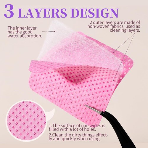 FANDAMEI Lint-Free Nail Wipes - 740PCS Gel Nail Cleaning Pads for Perfect Nail Prep